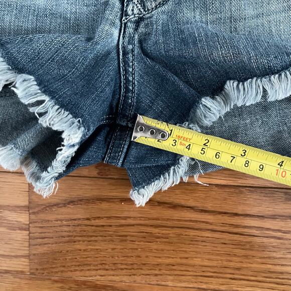 Black Orchid Cut-Off Micro Jean Shorts Women 27 Blue Dream Cycle Distressed Boho - Picture 11 of 11